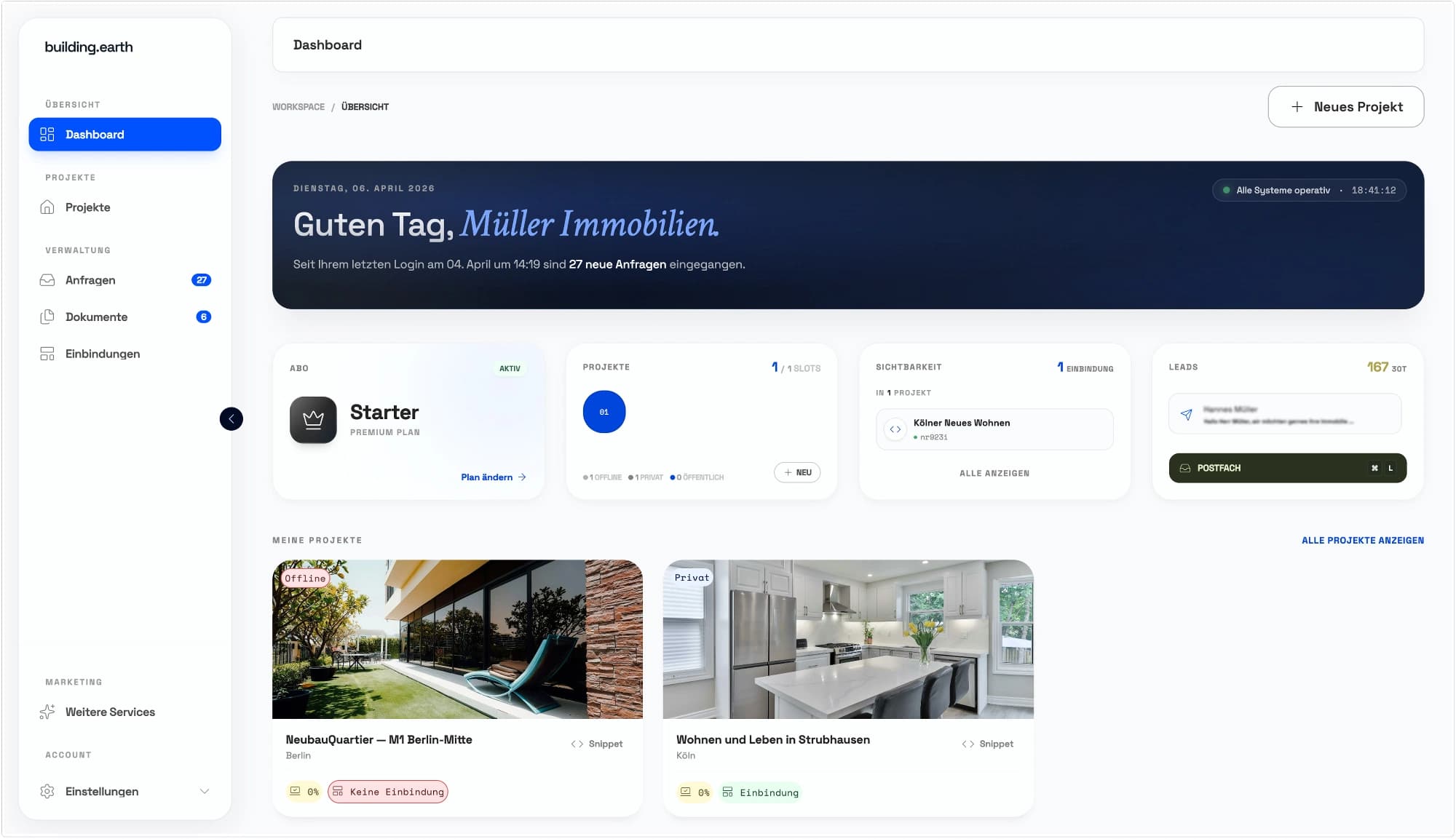 building.earth Dashboard